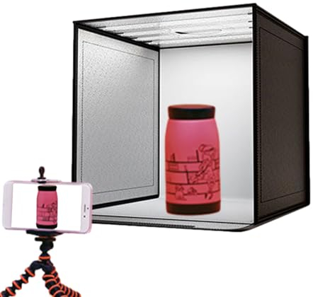 Sirseon Fotobox für Fotografie,Fotobox mit Lichtern | Zusammenklappbarer, tragbarer Bilderzelt-Stand mit LED-Licht | 44x44CM Fotoshooting-Requisiten für Schmuck, Accessoires, Make-up, handgefertigte