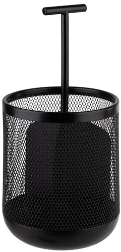 APS 11755 Besteckbehälter DART, Metall, Ø 12 cm, Höhe 25 cm, möbelschonende Unterseite, 3 Fächer, schwarz