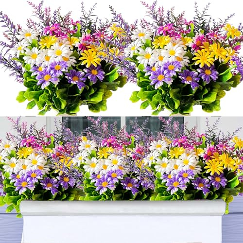 Jadeunm 8 Bündel Künstliche Blumen Balkon Kunstblumen wie echt Wetterfeste Balkonpflanzen,UV Beständige Kunstpflanzen Plastikblumen für Balkon Dekoration, Garten, Balkonkästen,Außen