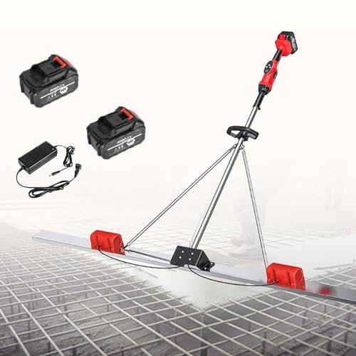 GTANND Kit Vibrante per massetto in calcestruzzo aggiornato, Strumento Vibrante per Finitura in calcestruzzo per massetto Elettrico, 1,5 m e 2 batterie - Massetto Elettrico Senza Fili