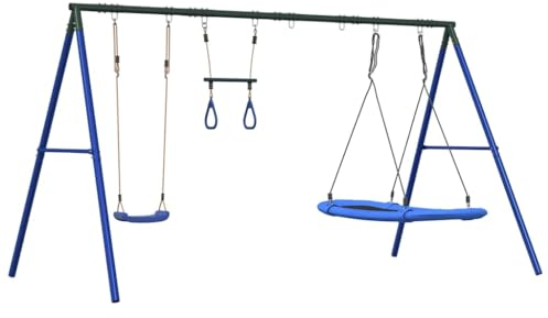 vidaXL Gungställning med gunga, trapets, drömgunga, gungställning, utomhuslekset, gungställning för barn, trädgårdsgungställning