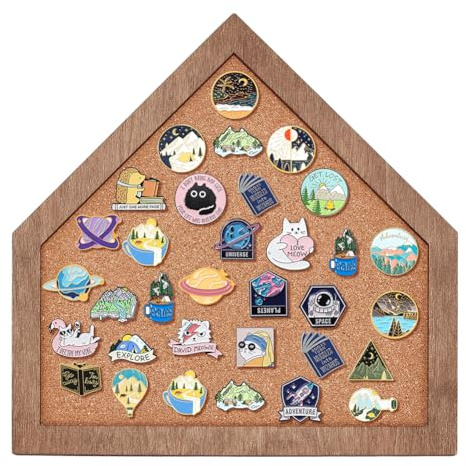 BENECREAT Tableau de Broche en Liège 30x30cm Plateau en Liège en Forme de Plaque de Baseball pour Ranger des Broches Affichage de Bijoux Présentoir de Broches pour Épingles à Revers, Épaisseur de 19mm