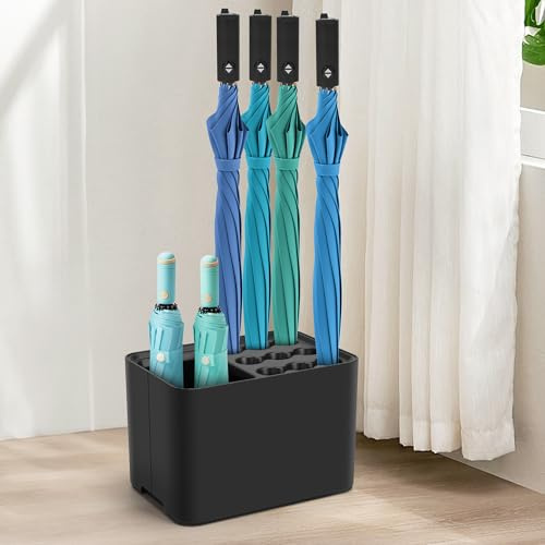 Umbrella Holder for Entryway, 15 Umbrellas Stand with Drip Tray, Umbrella Storage Indoor, Space Saving, 10.4”x 7” x 7”, Black