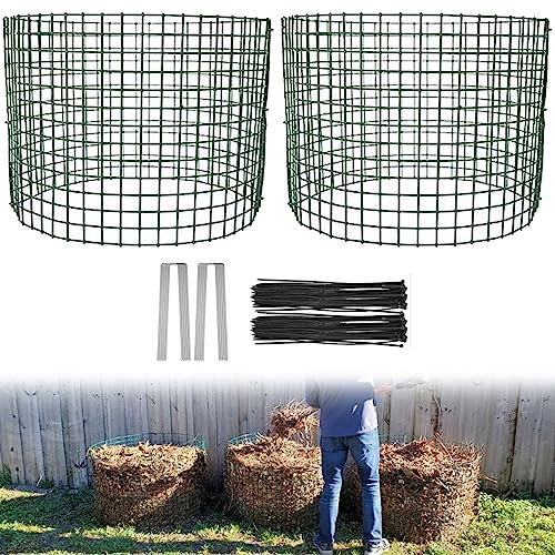 Stor expanderbar trädgårdstråd kompost tumbler soptunna set 2-pack för kompostering gård avfall kök skrapor gräs urklipp utomhus kompostbehållare (61 cm)