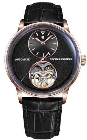 Orizontime Pagani Design - Orologio meccanico automatico da uomo, quadrante 42 mm, cinturino in pelle (oro nero)