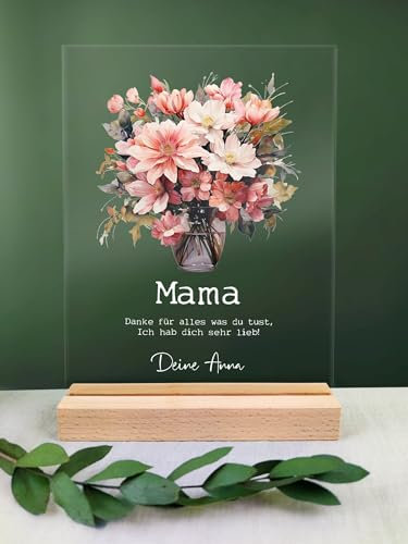 Muttertag - Acryl Blumenstrauß Geschenk personalisiert - Mutter Tochter Geschenk, Geburtstagsgeschenk für Mama, Mama Geschenkidee, Geschenke für Mom, Muttertagsgeschenk von Kindern