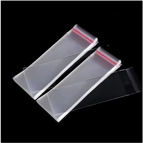 CAASFOOY 500 unidades de bolsas de plástico autoadhesivas OPP transparentes, bolsas planas de celofán, bolsas pequeñas de Navidad, bolsas para dulces, regalos, galletas, joyas, 7 x 22 cm