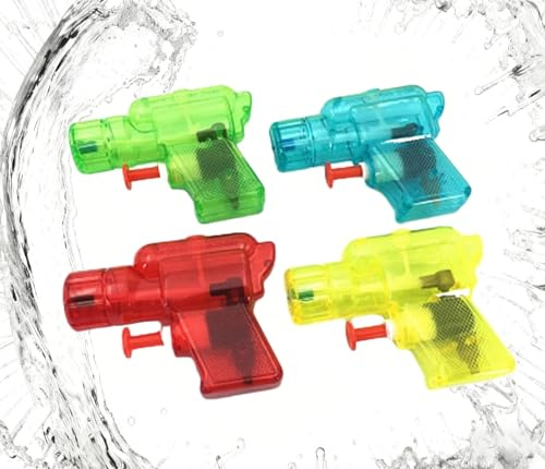4 Pcs Mini Water Transparent Guns,Small Water Bright Colors Pistols Shooter,Summer Beach Fun Pistols,Available in 4 Lively Colors for Beach Squirt BlastersSwimming Pool Parties,Beach(Random Color)