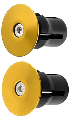 AMSLSIU 2x Tappi per manubrio bici Tappi per estremità manubrio bici per ciclismo BMX La maggior parte delle biciclette Colorati Senza segni, Oro senza contrassegno, 3.2x2.6 cm
