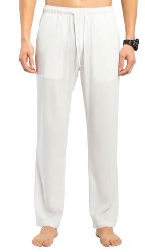 TONY BACKER Pantalon Homme Lin D'été Poches Cordon Élastique Décontracté Plage Yoga P2711