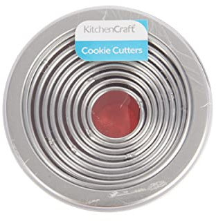 KitchenCraft Round Metal Biscuit/Pastry Cutters with Storage Tin (Set of 11)