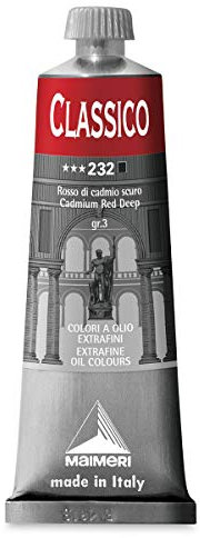 MAIMERI CLASSICO 60 ml, Extra feine Künstlerölfarbe, Farbton Kadmiumrot dunkel