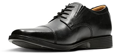 Clarks Men's Tilden Cap Oxford, Black Leather, 9.5 W US