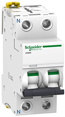Schneider Electric A9F79263 Interruptor Automático Magnetotérmico iC60N, 2P, 63 A, curva C, Blanco