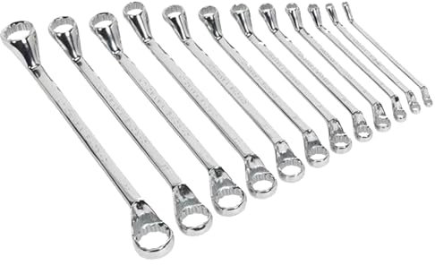 Dapetz ® Offset Double Ring Spanner Wrench Set 12 Piece 6-32mm Metric Box End Ring Combination Spanners Wrenches Chrome Vanadium Steel