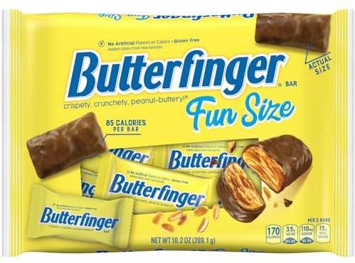 Butterfinger, Chocolatey, Peanut-Buttery, Fun Size Individually Wrapped Candy Bars, 10.2 oz each, Bulk 6 Pack