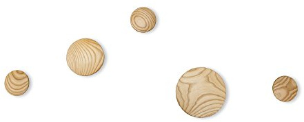 Mod Made MM-CH-029 Wall Button Coat Hanger Solid Wood Knob, Set of 5, Natural