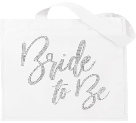 Rhinestone Bride Bag - Giant Crystal Glam Bride to Be Tote, Bridal Shower Gift & Bridal Accessories - White Tote(GlmB2B RS) WHT