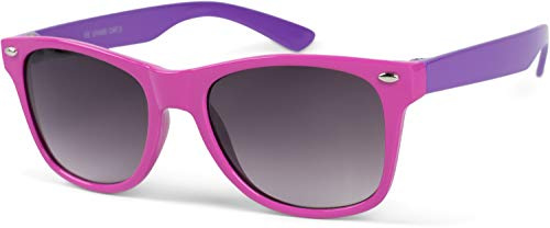styleBREAKER Kinder Sonnenbrille Retro Nerd Design mit getönten Gläsern | UV400 Schutz | Kunststoffrahmen | für Kleinkinder 18 Monate bis 4 Jahre, Gestell Pink-Lila/Glas Grau Verlauf