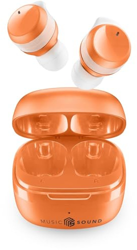 Music Sound - Flow - Cuffie Bluetooth wireless in-ear - Tempo di riproduzione 25 ore - Arancione