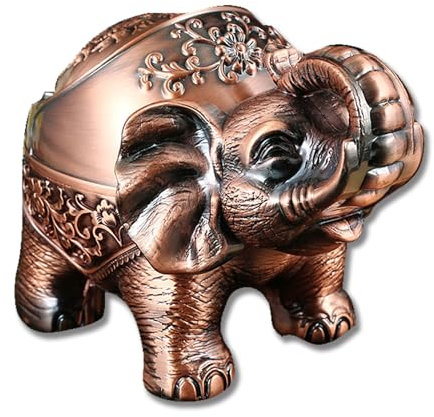 Posacenere Elefante con Coperchio, Posacenere Vintage Antivento con Coperchio, Posacenere Vintage Elefante, Posacenere Antivento Vintage per Uso Esterno e Interno, Decorazione retrò casa Ufficio