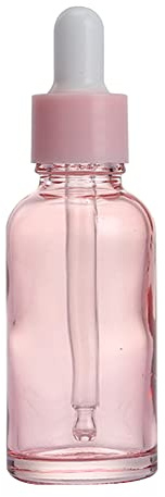 ikasus Rosa droppflaskor glas 30 ml, med glas pipetter, återanvändbar flaska kosmetisk droppflaska för flaskor för kosmetiska prover för resor