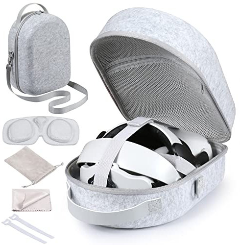 Txtcu Carry Case Compatible with Meta/Oculus Quest 2 Accessories, VR Headset with Elite Strap and Other VR Accessories, Large Capacity Storage Box, All-In-One Protective Case Storage Bag (Grey)