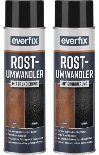 Everfix Rostumwandler Spray mit Grundierung (2 x 500 ml) Rostentferner für Metall - Rost entfernen an Auto, Fahrrad, Zaun, etc.