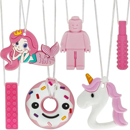 Massaggia Gengive Neonati, 6 Pezzi Giochi Dentizione Neonato, Collana da Masticare Bambini, Autismo Massaggiagengive, Collana Dentizione, Dentizione Neonati Giocattolo per Ragazzi e Ragazze (Rosa)