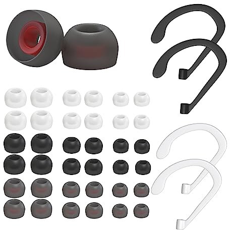 36 Embouts De Rechange en Silicone et 2 Paires Crochets d'oreille Anti-Perte, Embout d'oreille de Remplacement en Silicone, 3 Tailles (S/M/L) Embouts De Rechange en Silicone pour éCouteurs