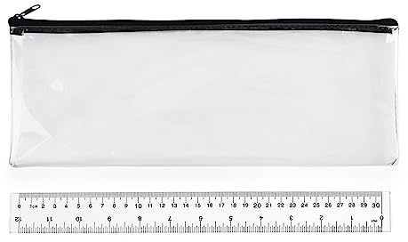 Surcotto Clear Pencil Case, 32 cm Transparent Pencil Case for Exams, GCSEs, 1 Piece