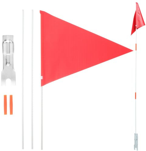 Sosoport Kids Safety Bicycle Flag with 2 Flags 6 Poles and Mount Accessories Wear-Resistant Rear Bike Flag for Enhanced Visibility and Outdoor Cycling Safety