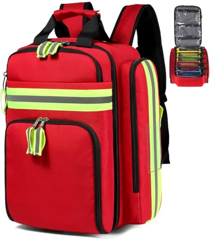 Gatycallaty First Aid Backpack - Medical Evacuation Bag - Red Emergency Lifeguard Bag for Ems Emt First Responder Trauma (Red)
