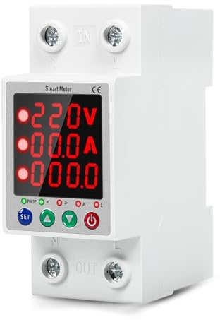 DEWIN Compteur d'électricité numérique, Moniteur d'énergie de Compteur Intelligent, Protecteur de sous-Tension, Disjoncteur 2P 63A AC230V (Size : Three displays)