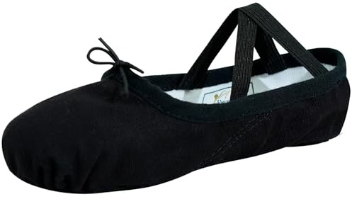 flexdans Scarpe Danza Classica Tela Scarpette Ballo Scarpe da Ballerina Ginnastica Ballo Pantofole per Bambini Ragazze Donne Adulto Black 46