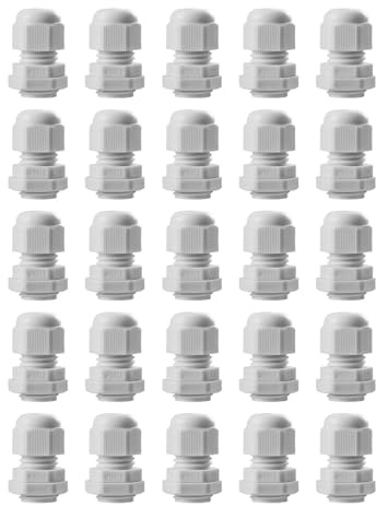 Pack of 25 Cable Glands M16, IP68 Waterproof Cable Grommet, Cable Glands for Outdoor Garden Control Box, Junction Box, Plastic Nylon Cable Grommet, White