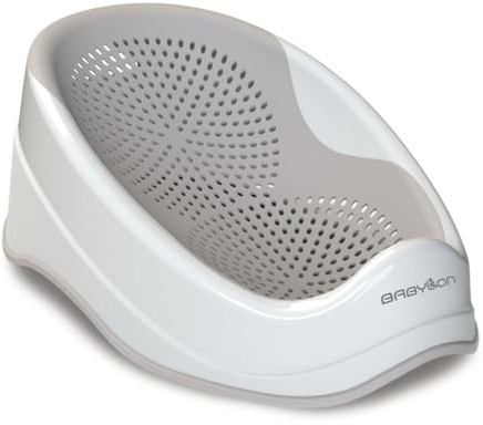 BABYLON DOLPHIN Supporto Vaschetta Bagnetto Neonato – Ergonomica con Sedile Antiscivolo da 0 a 6 Mesi, Ipoallergenica e Resistente alla Muffa – Riduttore Sdraietta Bagnetto Neonato – Grigio chiaro