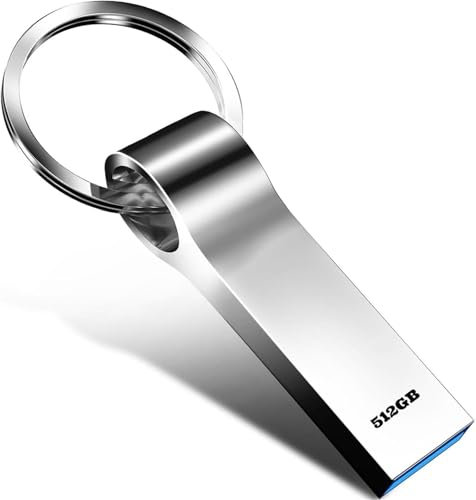 Chiavetta USB 512 GB - vekimier Pen Drive USB 3.0 Impermeabile PenDrive Metallo Mini Flash Drive Portatile Penna USB per PC/Computer Portatile/Tablet/TV