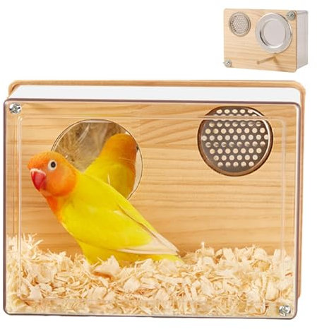 Fellflying per parrocchetti, scatola per uccelli | Casa dei piccioncini | Casette per uccelli trasparenti per scatola di accoppiamento scricciolo rondine fringuello con trespolo per esterno