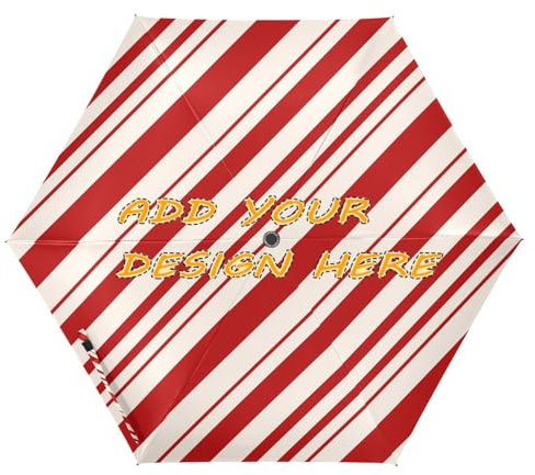 miaozhen Individueller Regenschirm mit UV-Schutz 50+, automatisch, gestreift, Rot / Weiß, breite Linie, Schutz vor Sonne, Wind und Regen, anpassbar, große Regenschirme für Regen, automatische Öffnung,