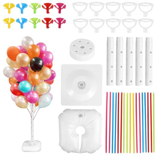 Kit de soporte de columna para globos, soportes de globos ajustables de 1,5 m de altura con base para globos de fiesta, soporte de columna de globos para suelo, fiesta de cumpleaños, boda, decoración