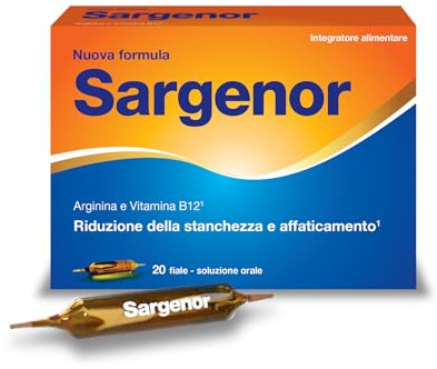 Sargenor, 20 Fiale, Integratore con Arginina e Vitamina B12