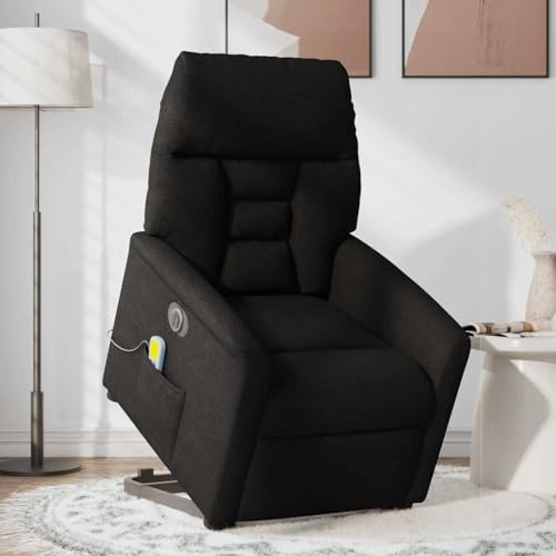 Mimdixy Fauteuil de massage, fauteuil de télévision, fauteuil de massage, électrique, avec aide au relevage, en tissu noir, pour chambre à coucher et salon, installation rapide