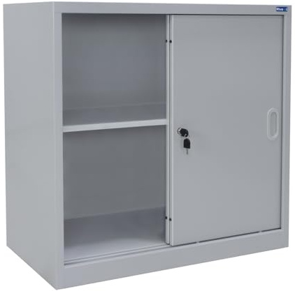 Armario de Oficina Metálico con Puertas Correderas Gris 800x800x420mm
