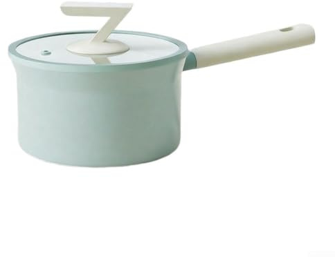 Bra belagd kastrull med lock, 18 cm 1,8 L mjölkpanna för induktion och gasspishällar, värmebeständigt handtag, blå