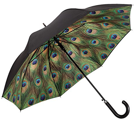 VON LILIENFELD® Parapluie Paon Canne Grand Robuste Ouverture Automatique
