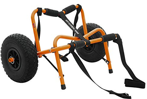 Kayak Cart – 150 Lbs Capacity Canoe Dolly with Airless Tires, Foldable Aluminum Frame, and Carrying Bag for Personal Watercraft by Rad Sportz (Orange)
