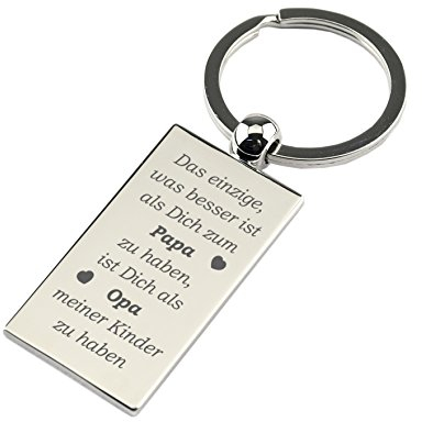 geschenke-fabrik.de Schlüsselanhänger Rechteck Chrom mit Gravur Das Einzige was besser ist als Dich zum Papa zu haben, ist Dich als Opa meiner Kinder zu haben