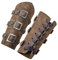 HiiFeuer Mittelalterliche PU Leder Schnalle Armschienen, Ritter LARP Retro Renaissance Armschützer, Einheitsgröße Ein Paar (Bronze)