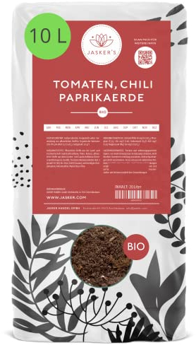 JASKER'S Bio Chili Erde 10 L - 100% Torffreie Chillierde mit Dünger & Wurzelaktivator - Als Anzuchterde für Chili Pflanzen
